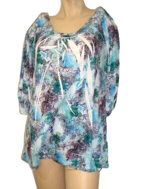 Simply Irresistible Sublimation Crochet Accent Top, Medium NEW NWT
